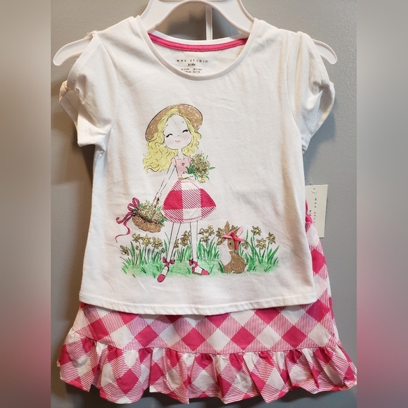 Max Studio Kids NWT Decorated Cold Shoulder Top and Skirt Set - Picture 1 of 7